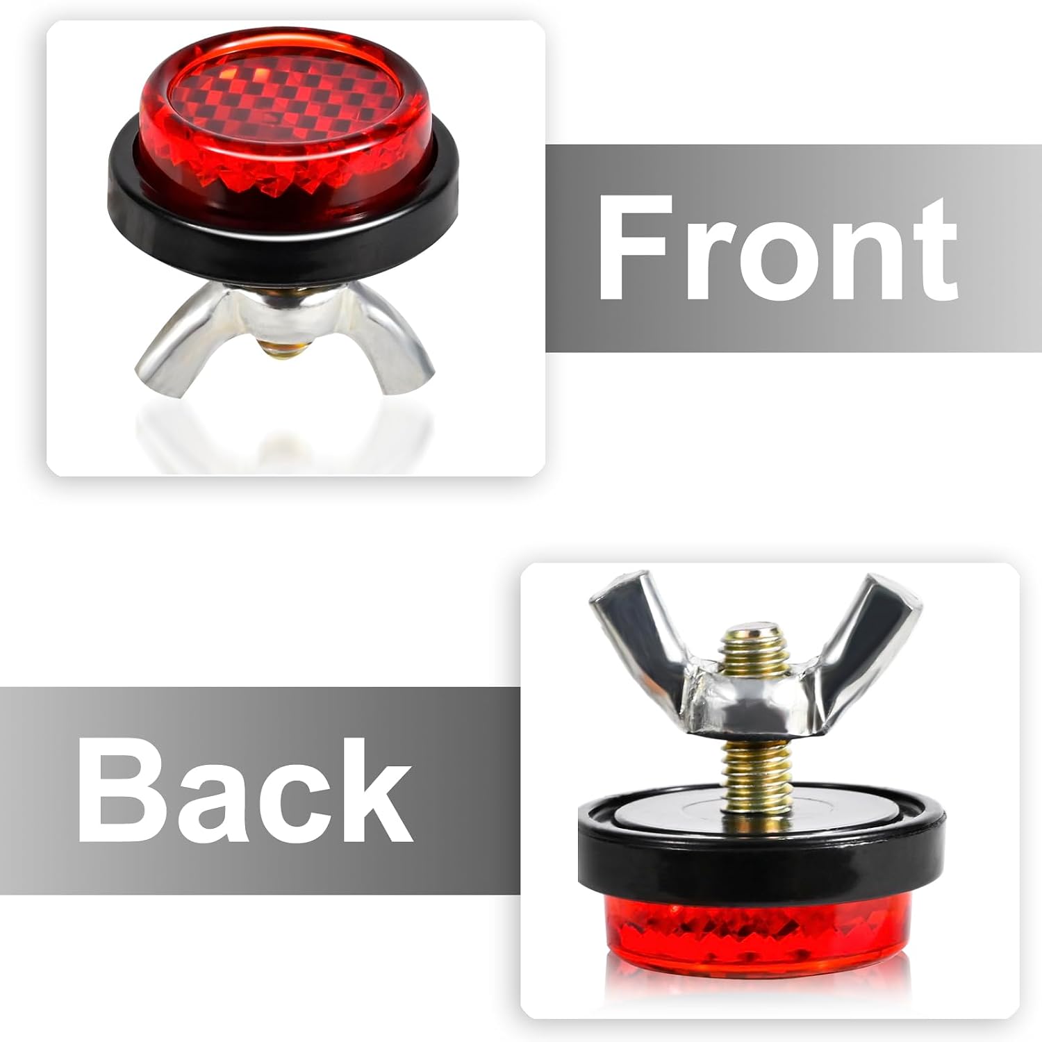 6PCS Red Reflectors Motorcycle License Plate Frame Bolts and Nuts, Round License Plate Screws, License Plate Fastener Nut for Motorcycle Bicycle