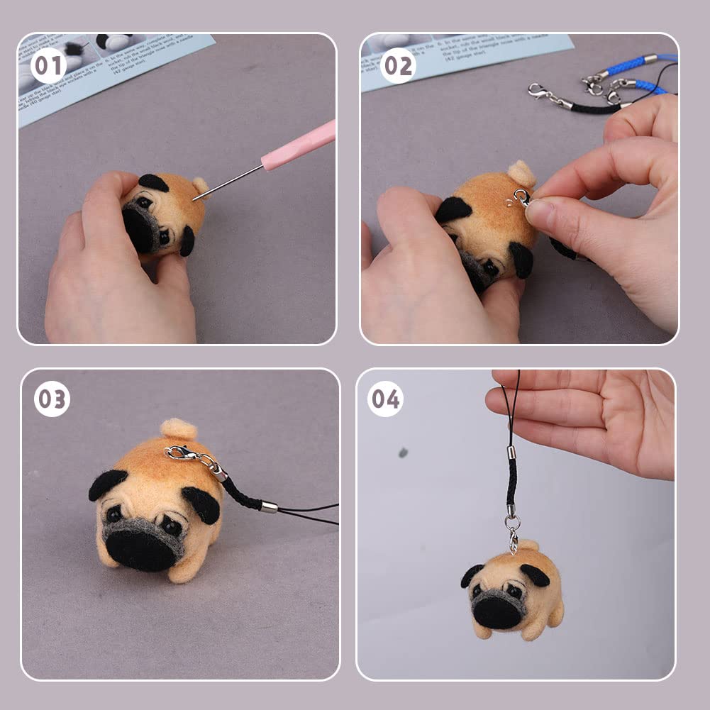 Nadelfilz-Set Für Anfänger – 6 Hundefiguren, Mit Wolle, Nadeln, Anleitung | Bastelset Für Filzpuppen, Kreatives DIY-Projekt