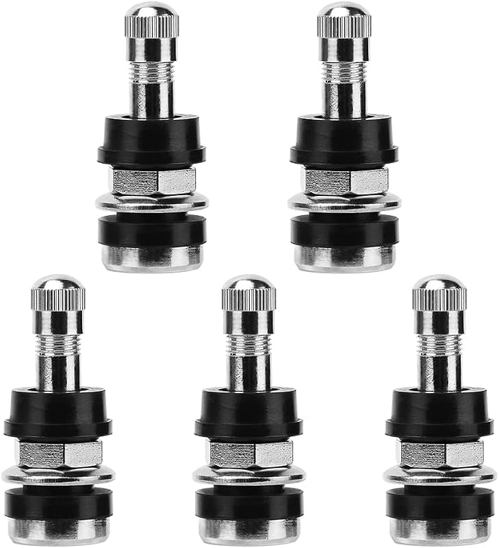 TR416 Metal Clamp-in Tire Valve Stems, 5Pcs | Fits Standard 0.453" & 0.625" Rim Holes, Compatible with Cars, Trucks, ATVs, Trailers and RV Campers