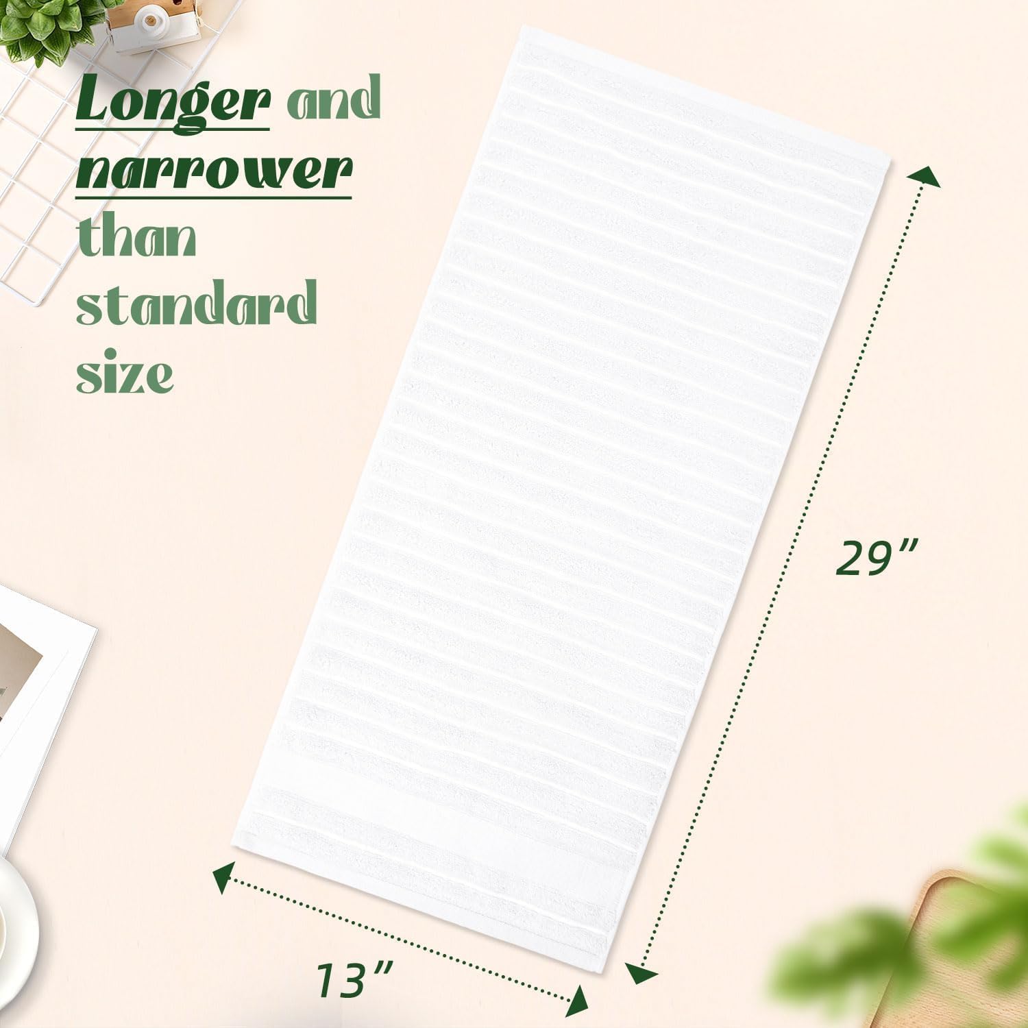 Jacquotha Luxurious 2-Pack Ribbed Striped Hand Towels (White) – Hotel & Spa Premium Cotton Face Towels 13” x 29”, Soft and Quick Drying 480 GSM - Image 4