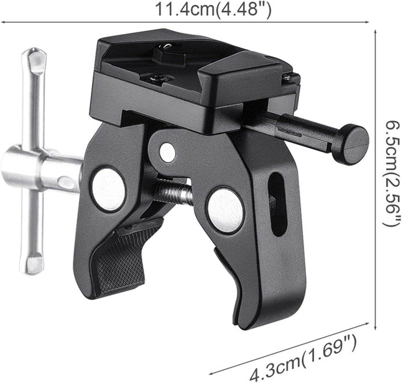 Crab Clamp Holder with V-Lock Plate for V-Mount Battery on Rod Tripod Light Stand Rail, Claw-Shaped, Quick Release