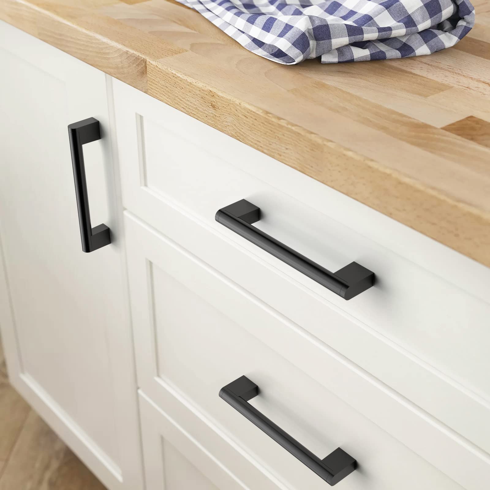 Kitchen Cupboard Paint FURNIWARE Pack Of 10 Black D-Shape Kitchen Handles,  160mm(6.3 Inch) Hole Center, Modern Cabinet Door Pulls For Bathroom And Cupboard  Hardware Black Door Handles, image size:1600x1600