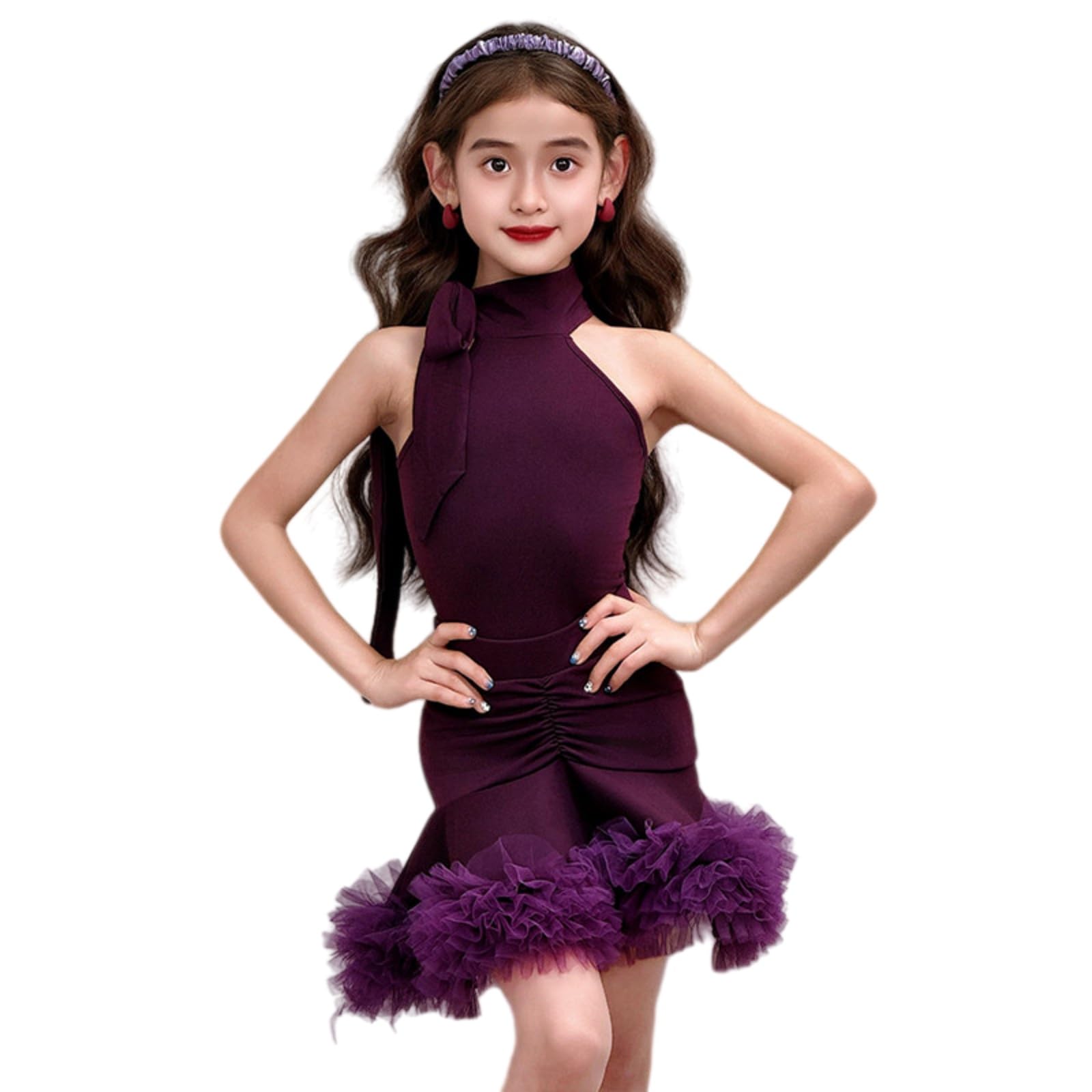 MEECHI Completo da Ballo Latino A Due Pezzi for Bambine Body Senza Maniche
