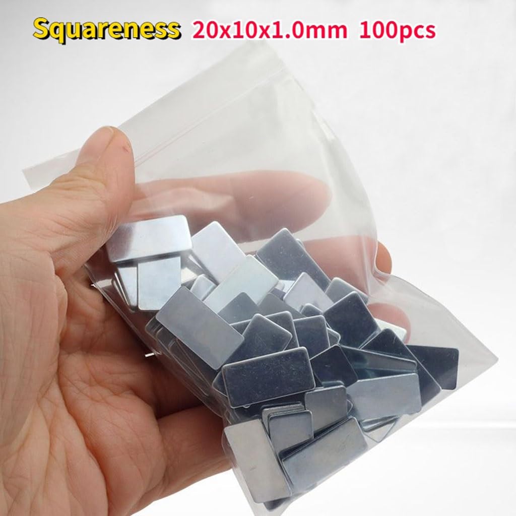 100 Stück Ultradünnes Verzinktes Eisenblech, 0,3 Mm 0,5 1,0 Mm Dickes, Rostfreies Eisenblech, Rechteckiges Kleines Eisenblech Zur Verwendung Mit Magneten(20x10x1.0mm)