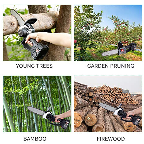 BOORIC 8 Inch Battery Cordless Chainsaw Brushless One-Hand Power Chain Saw 2 Battery and Charger (8 inch)