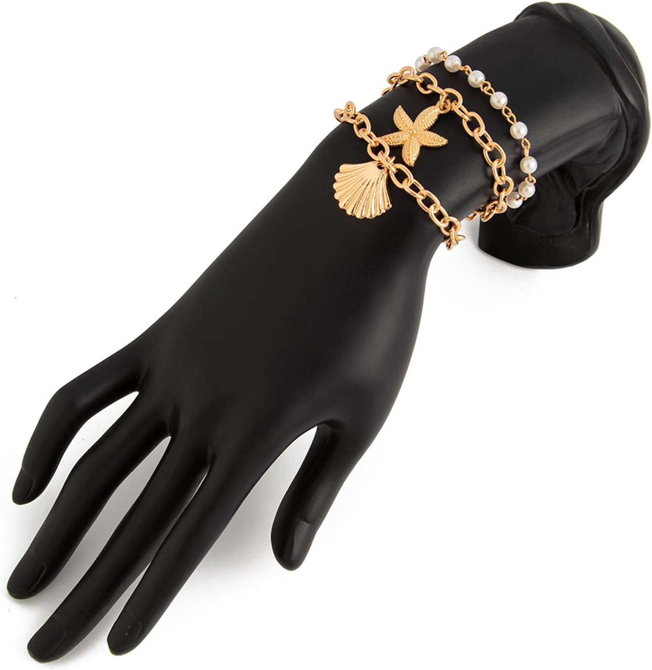 Boho Gold Starfish Sea Shell Pearl Bracelets for Women Trendy, Statement SeaShell Star Beachy Chain Bracelet Beach Ocean Party Holiday Jewelry Gifts - Image 9