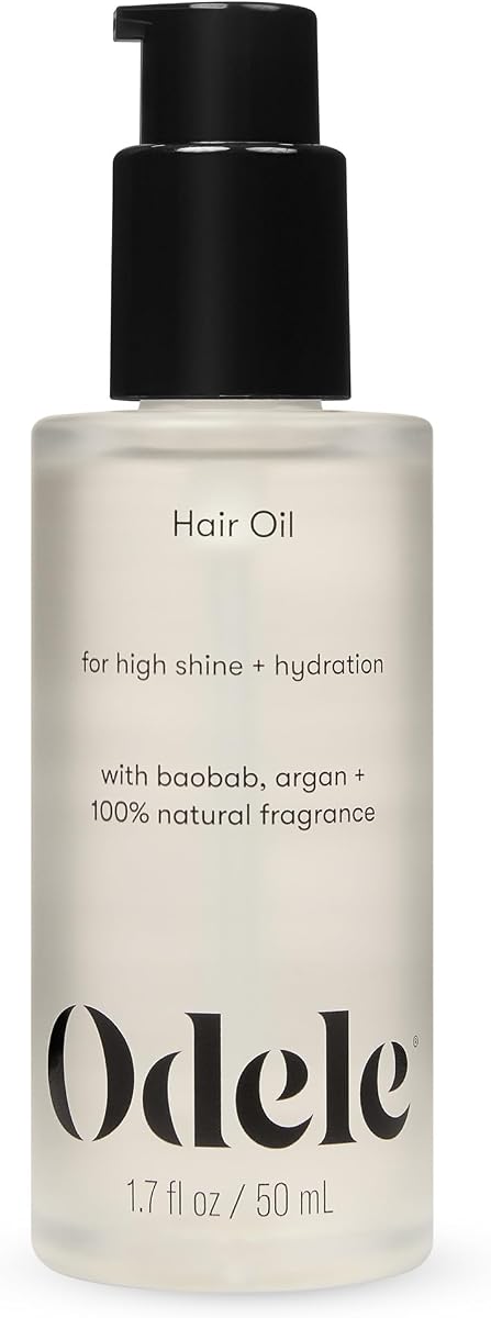 Aceite para el cabello Odele, agrega brillo y brillo con aceites de baobab y argán, 1.7 fl oz | Fórmula ligera, vegana y segura para el color que suaviza el encrespamiento, añade alto brillo e hidratación para todo tipo de cabello. Amigable con la barba