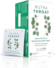 Nutra Tea NUTRATHROAT - Throat Herbal Tea | Throat Comfort Tea - For Sore Throat & Coughs With Marshmallow Root, Slippery Elm And Fenugreek - 20 Individually Wrapped Bags - Herbal Infusion (1 Pack)