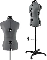 Vista 14 de Forma de Vestido Maniquí Femenino Ajustable para Costura Tallas 12-18, Forma de Cuerpo para Alfileres con 13 Diales, Base Rodante Desmontable, Rango