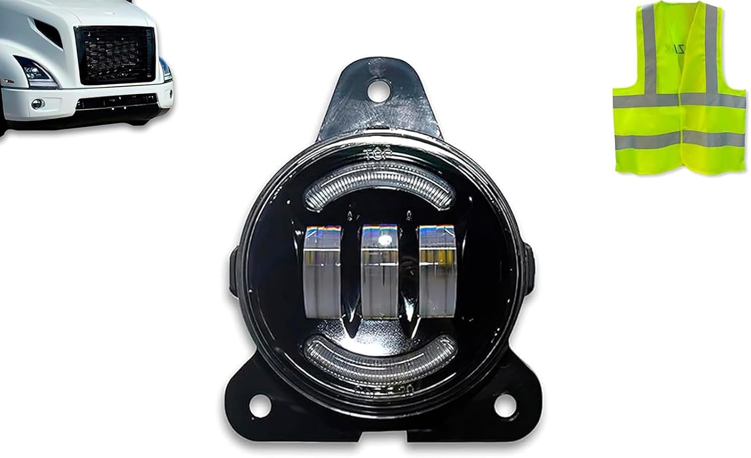 KOZAK Fog Light Full LED Fog Lamp Black Housing Right Passenger Side OEM # A06-51909-000 Compatible with Volvo VNL VT 2018 and newer PLUS Keychain and Vest