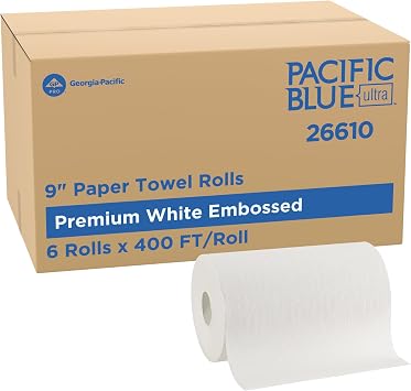 Pacific Blue Ultra by Georgia-Pacific PRO 9 Paper Towel Rolls, White, 400 Feet Per Roll, 6 Rolls Per Case, 26610