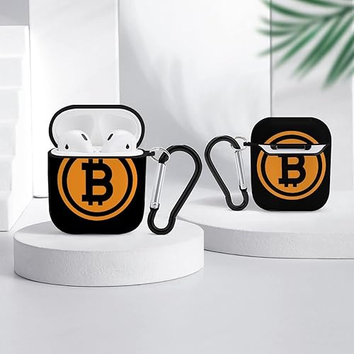 Miniatura 4 de Funda con logotipo de Bitcoin compatible con AirPods 2 y 1 con bonita piel y llavero para hombres y mujeres