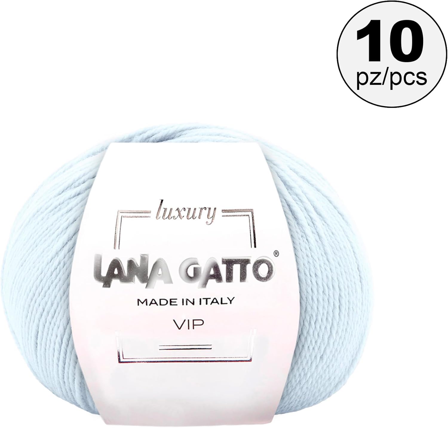 Cashmere and Extra-fine Merino Wool Luxurious Yarns for Hand Knitting and Crocheting, Made in Italy, 10 skeins (Light Blue - 4010, 10)