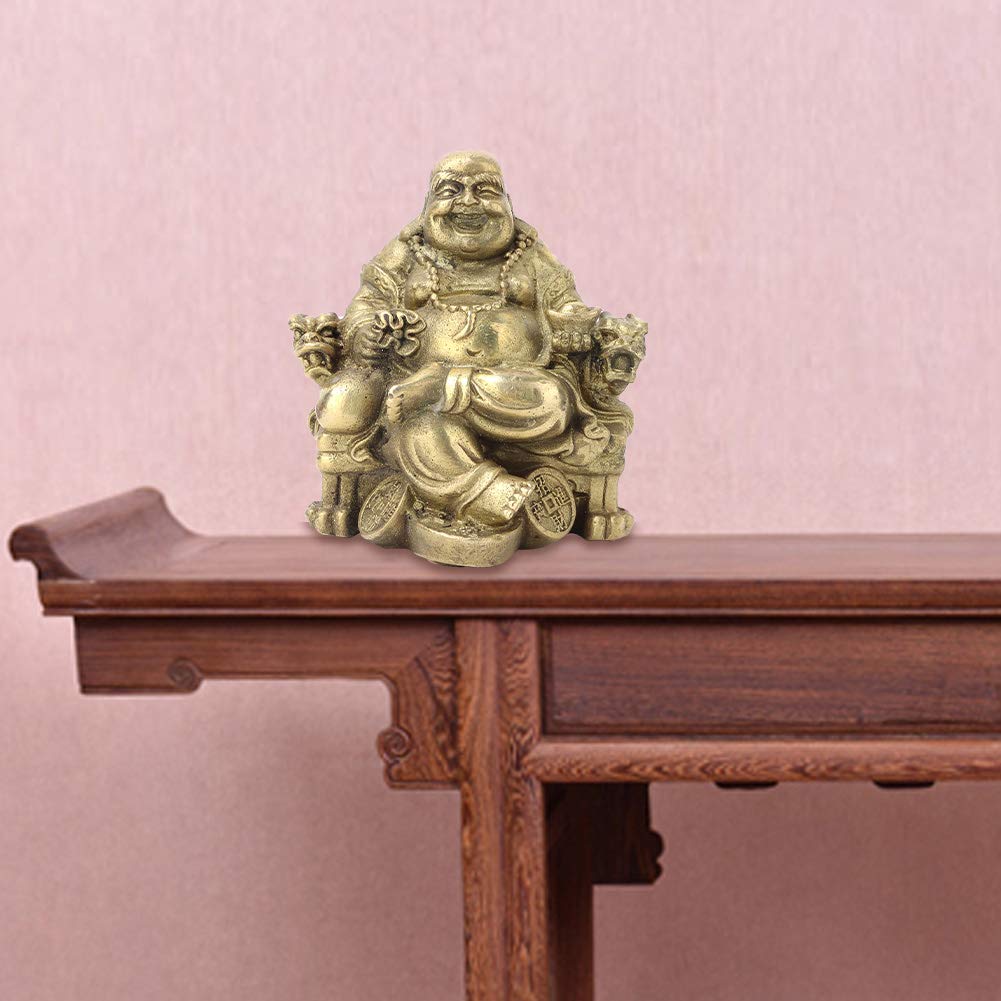 Decoración de Buda de latón, Figuras de Buda Sonriente Feng Shui Riqueza Estatua de Buda Feliz colección geomántica
