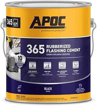 APOC 365 Eterna-Flash All Weather Rubberized Flashing & Roof Cement, 1 Gallon, Repair Splits, Seams, Cracks and Holes, Seal Chimneys, Vent Pipes, Downspouts & More