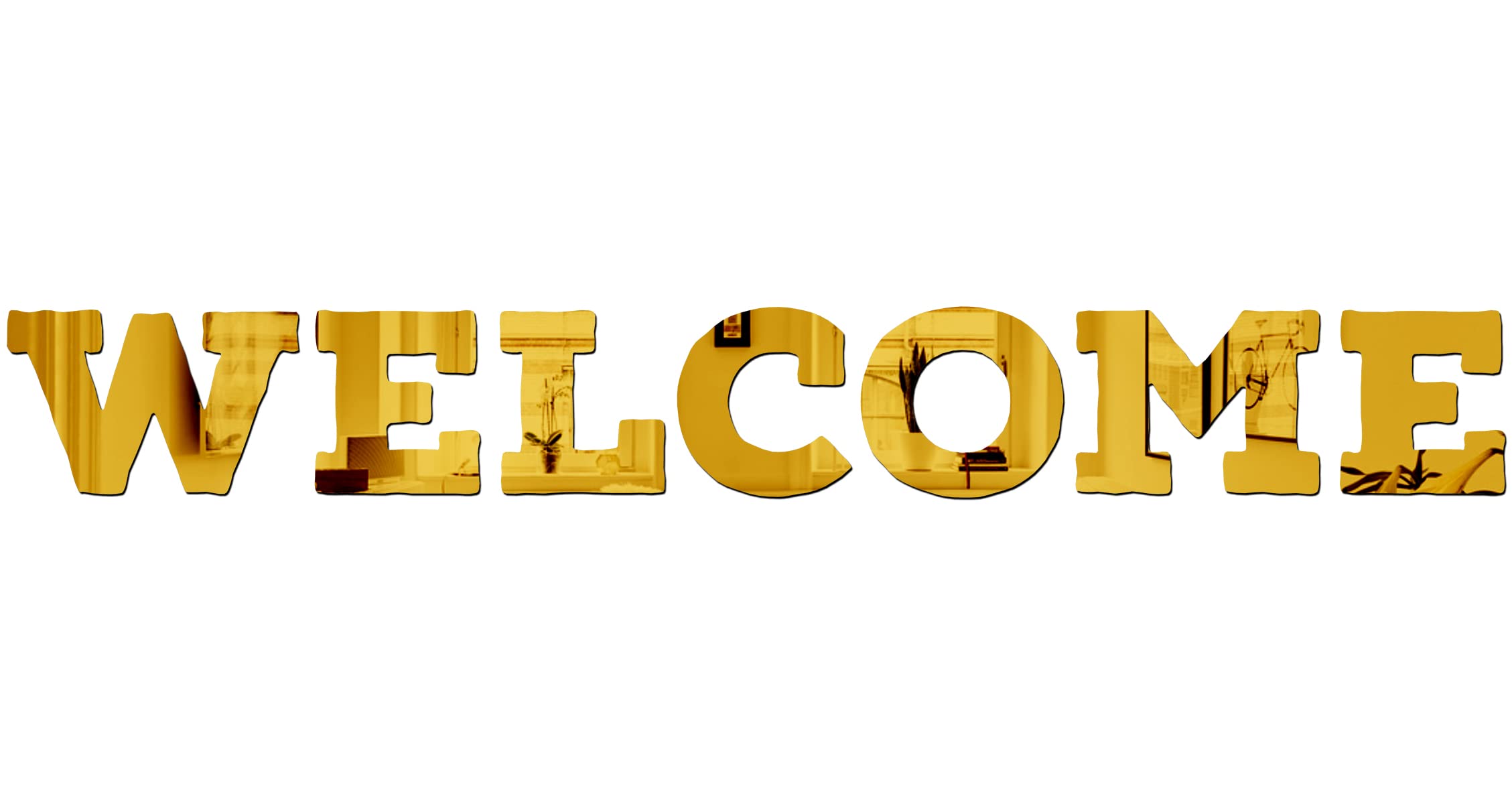 Wall1ders Welcome Mirror Stickers for Wall, Acrylic Mirror Wall Decor Sticker, Wall Mirror Stickers, Acrylic Stickers, Wall Stickers for Hall Room, Bed Room, Kitchen. (Golden) (B0BB2M5117) Amazon Price History, Amazon Price Tracker