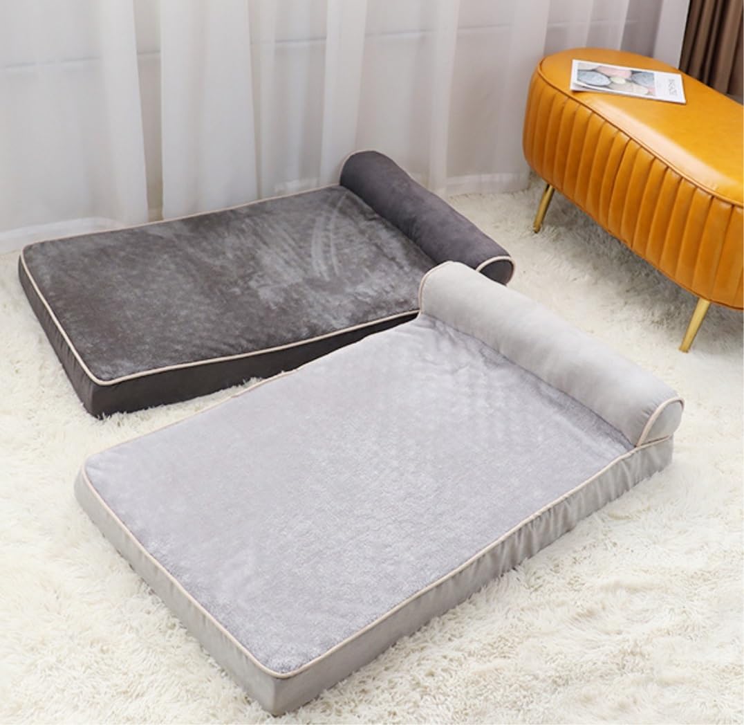 Katzensofa Orthopädisches Hundebett, Dickes Memory-Schaum-Haustierbett Mit Kissen, Strapazierfähiges, Weiches Flanellgewebe Mit Wasserdichtem Innenfutter Hundekissen(B,75 * 50 * 14cm)