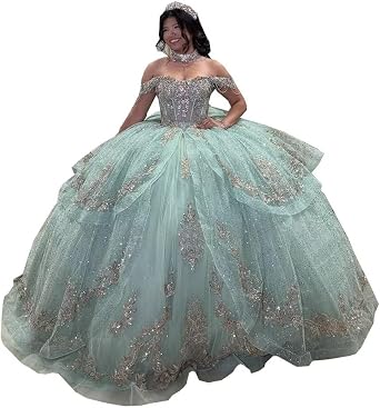 Pearl Floral Flowers Pattern Ball Gown Quinceanera Prom Dresses Vestido De 15 Anos 2026