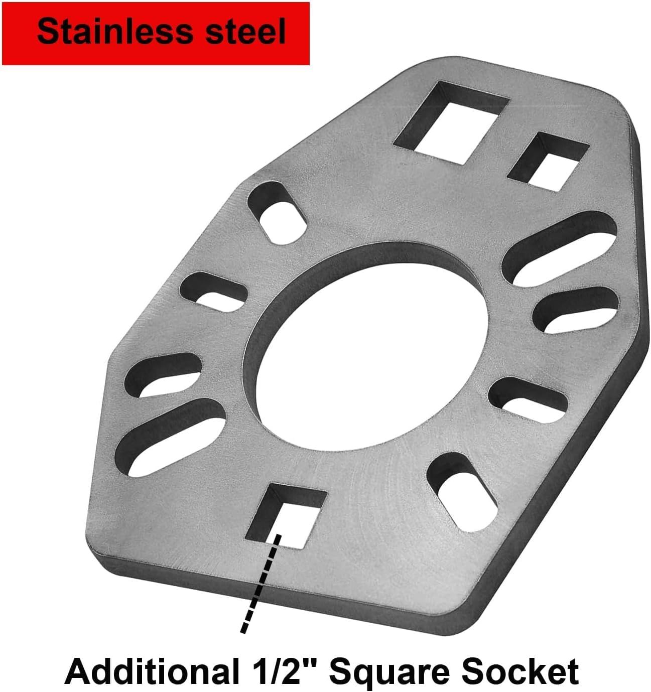 Stainless Steel Pinion Yoke Wrench Tool - Extra Strength Puller for Loosening Pinion Flange and Nuts - Extra 1/2" Hole,Compatible with Most AMC, Dana, Ford, and GM Yokes