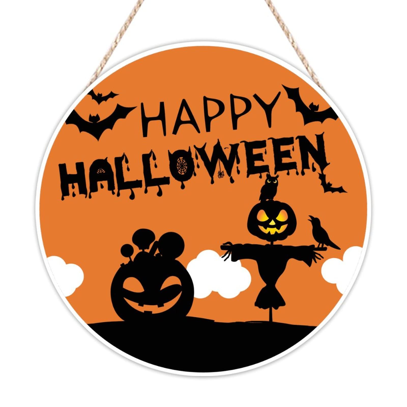 Panneau bienvenue Halloween en bois cadeau de pendaison de cremaillere ideal pour le salon