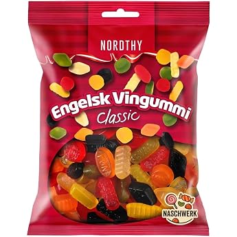 Nordthy Engelsk Vingummi 900 g   Englische Fruchtgummis inkl. Naschwerk Sticker