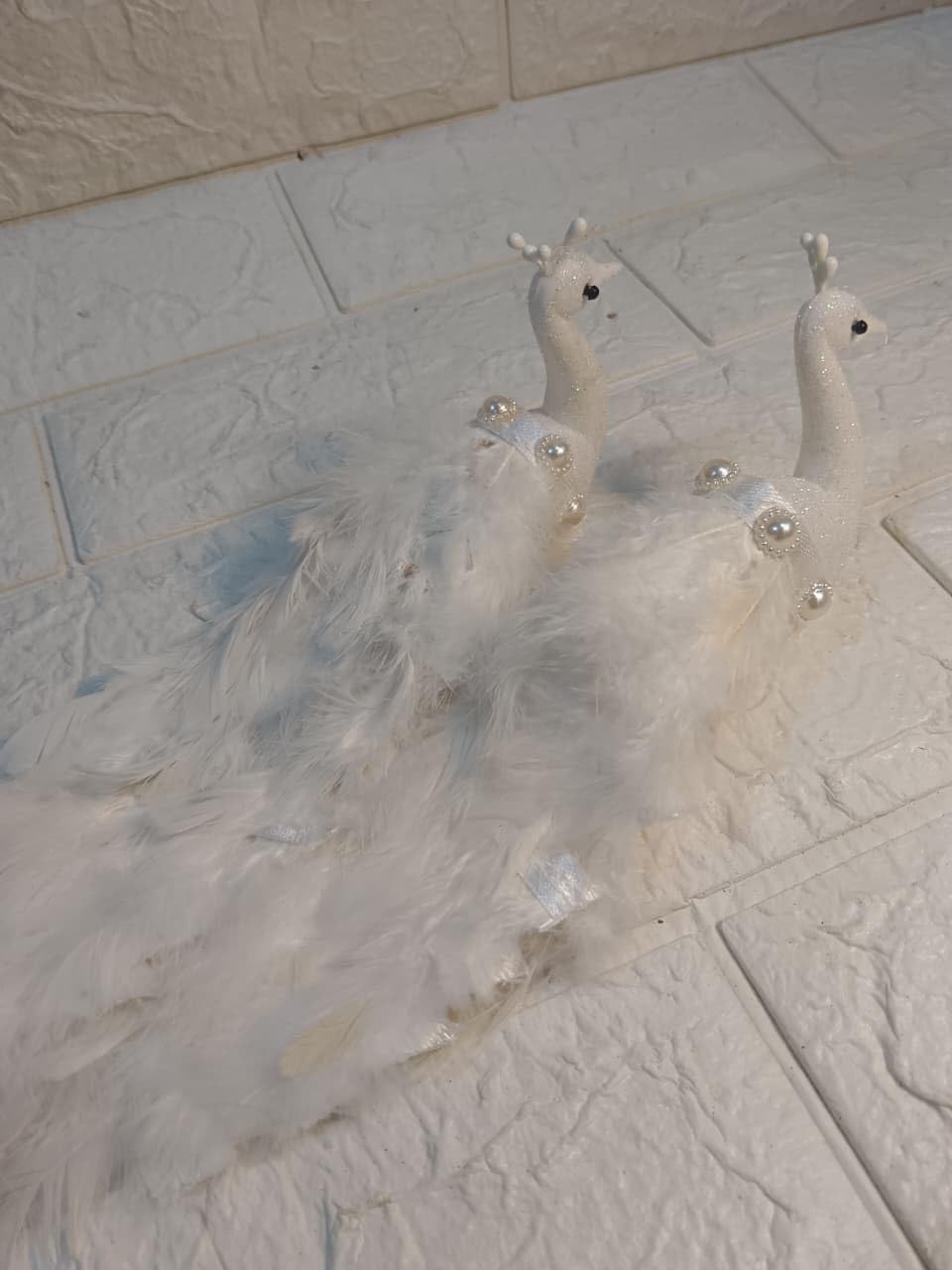 SellplusCrafts Artificial Peacock with Feathers for Home Decor & Wall Decor Handmade Festive Decoration for Pooja Room, Diwali & Wedding Decor White 2 Piece Set-image-19