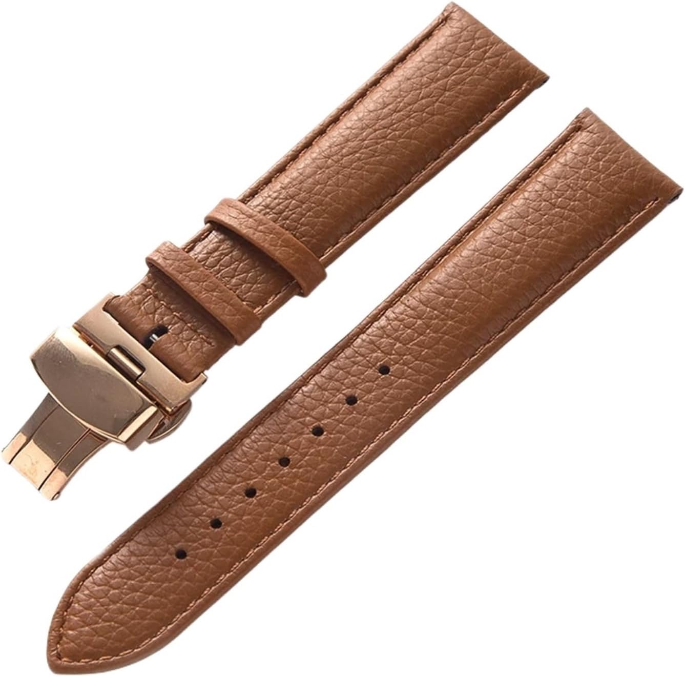 FYXT Genuine Leather Strap Ladies Soft Leather Pebbled Strap Men's 14 16 18 20 22mm Butterfly Buckle