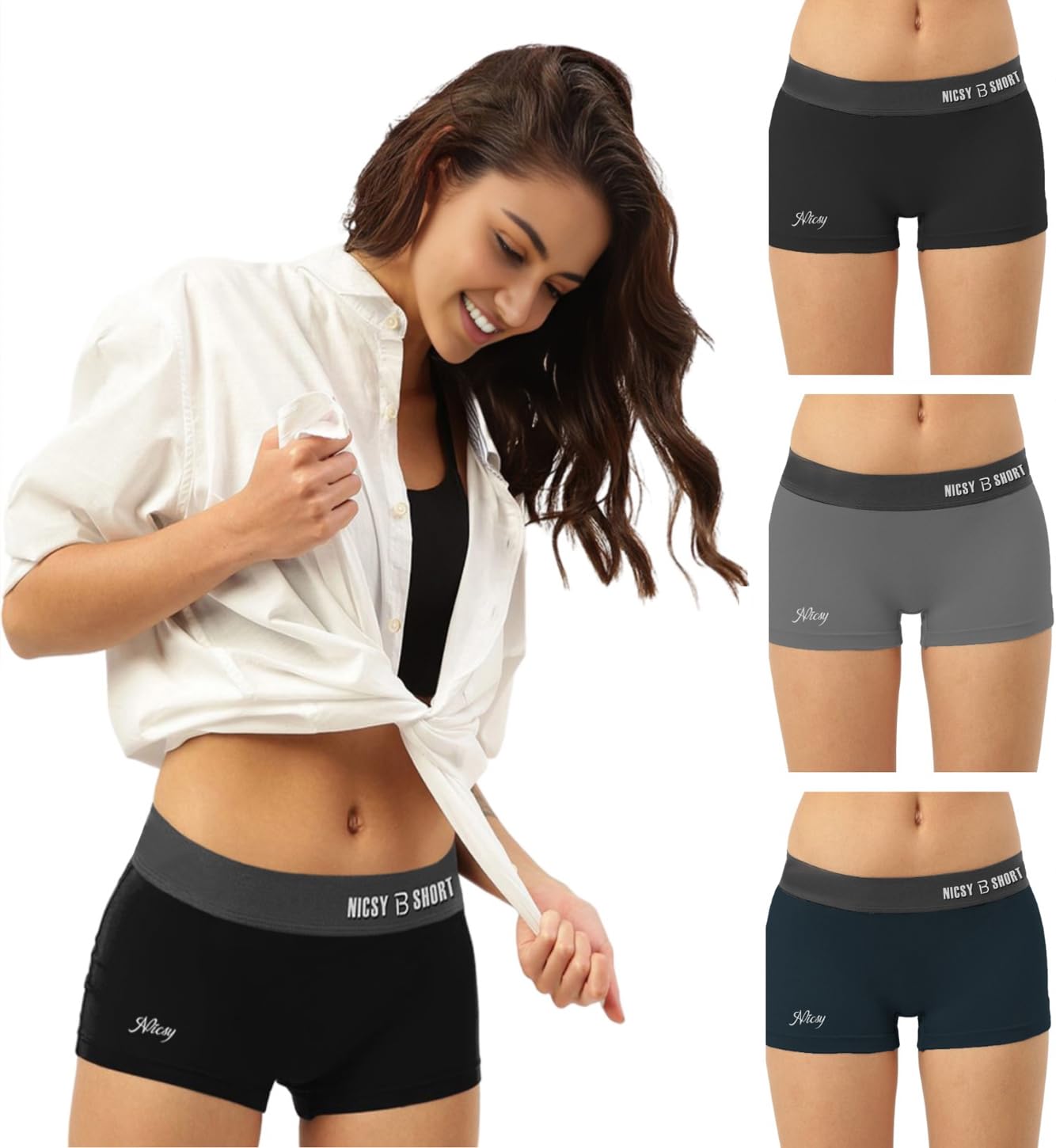 nicsy Women's Boy Shorts Underwear Antibacterial Micromodal Airsoft, Soft Viscose Cotton|Boy Short - Non-Itch, No Chafing, Sweat-Proof Comfort-picture-46