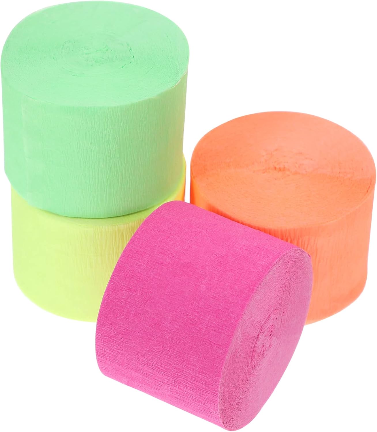 NAMOARLY 3sets Neon Streamers Crepe Paper Rolls Birthday Decorations Glow Party Supplies 4rolls*3