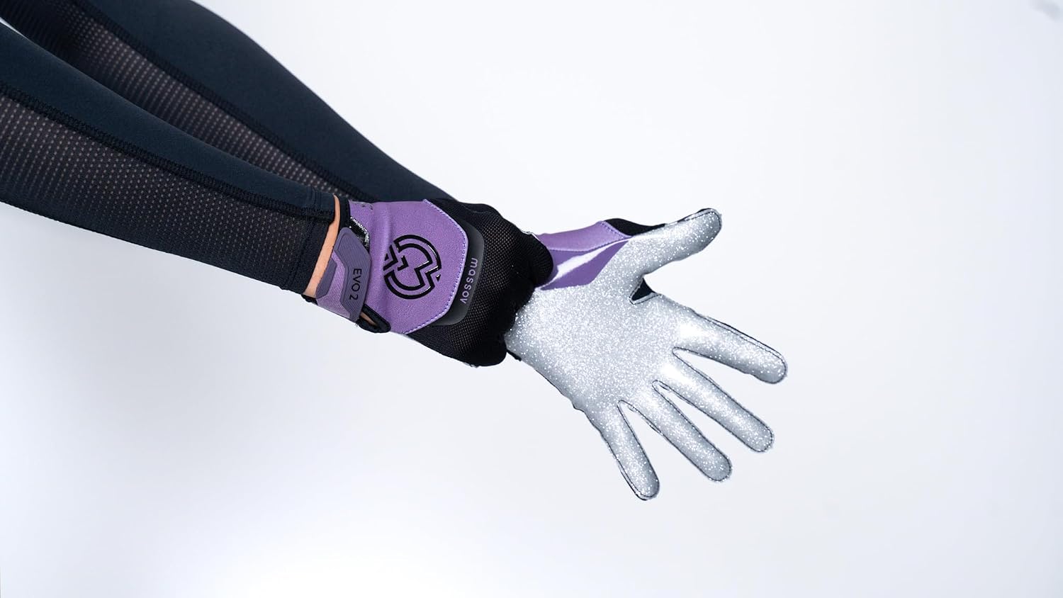 EVO2 Football Gloves - Sticky Football Gloves with ProTac Palms, Massov Mesh & 4D Sport Mesh for Elite Fit & Superior Breathability - Youth, Purple/Silver, Medium