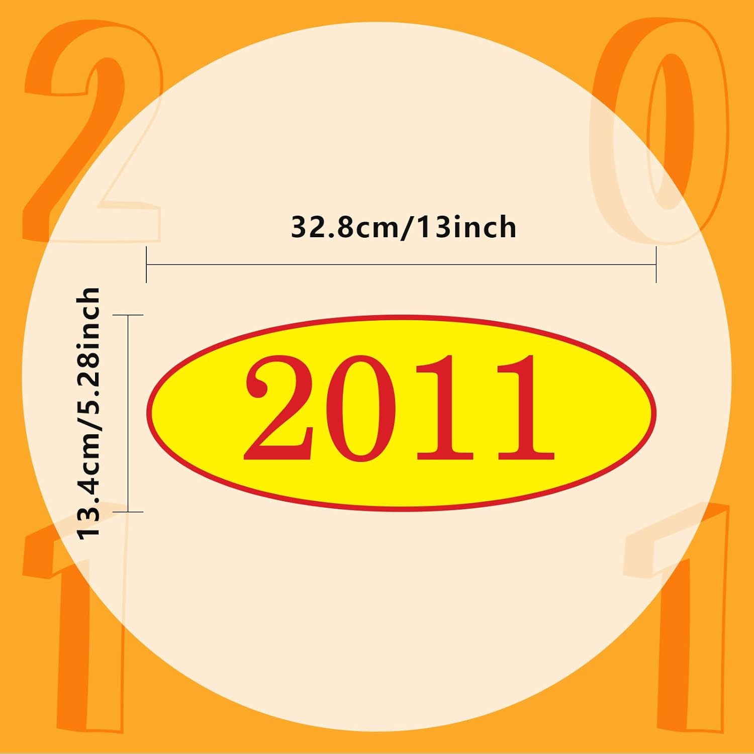 Car Windshield Year Stickers (2010-2026) - 17 Pack(1 per Year), Red & Yellow Large Oval Vinyl - Waterproof, Easy to Remove, Residue-Free - Ideal for Used Car Dealers & Auto Dealerships - Image 2