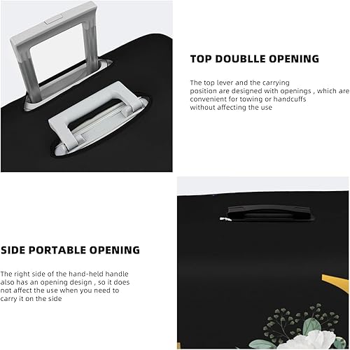 Miniatura 4 de Funda de equipaje con diseño de flor de letra L, color negro, elástica, lavable, elástica, protector de maleta, antiarañazos, para niños y adultos,