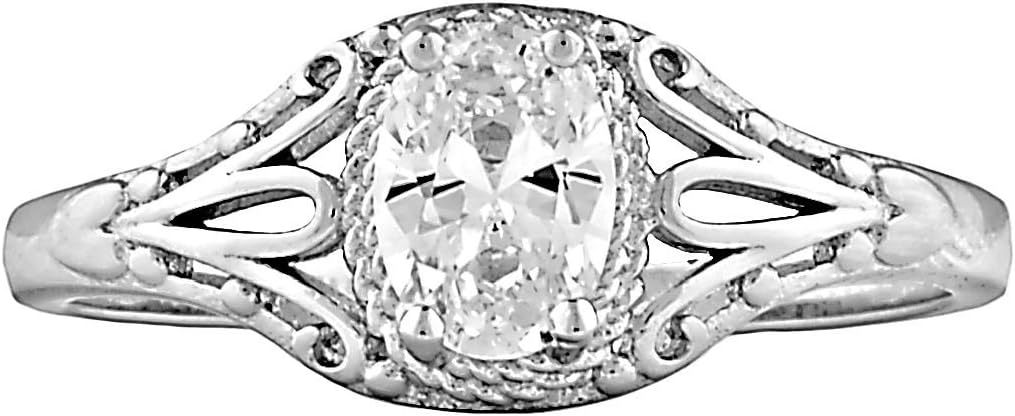Clarissa: 1.0ct Oval-Cut Russian Ice on Fire CZ Engagement Promise Ring 925 Silver, 3191