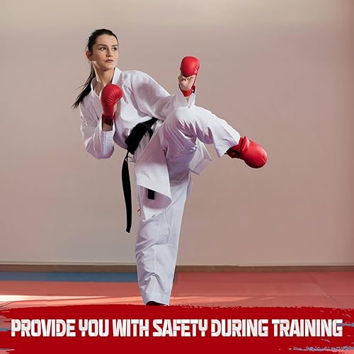 Miniatura 7 de Juego de 6 piezas de equipo de combate de karate que incluye guantes de karate, espinilleras de karate, zapatos de karate, equipo de entrenamiento