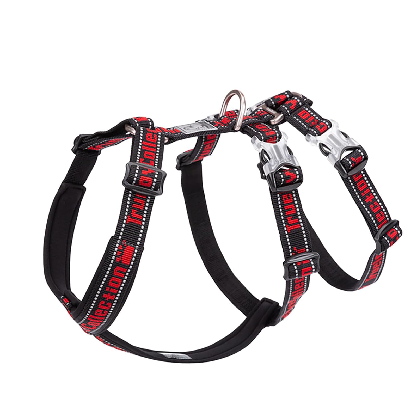 Truelove Double H Escape Proof Nylon Dog Harness Reflective Adjustable No Pull Pet Vest Harness for Small Medium Large Dogs TLH6571(Black/Red-XL)