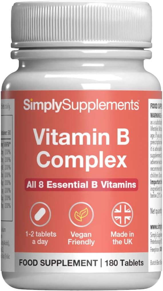 – Vitamin B Complex Tablets | 8 B Vitamins Including Biotin & Folic Acid | Supports Energy & Nervous System Function | Vegan & Vegetarian | 180 Tablets | UK Made
