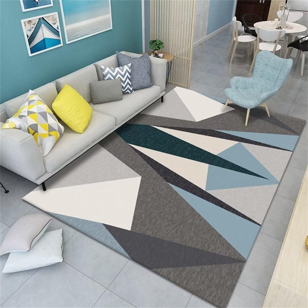 Tapis moquette bleu géométrique pour protéger le sol et amortir les jeux