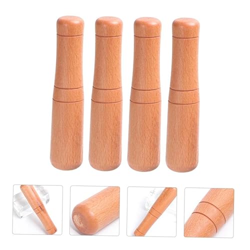 Miniatura 2 de 4 piezas de ajo triturador de dientes soporte de madera de ajo ralladores mezclador para bebidas tazón de madera y maja suministros de cocina