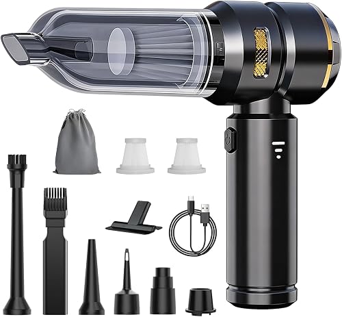 SGIP Aspirateur Voiture Puissant sans Fil, 28000 PA 4 en 1 Mini Aspirateur a Main avec Moteur Brushless 3 Niveaux Réglables Idéal pour Voiture Maison Bureau Les Soins des Animaux (Noir) - 1