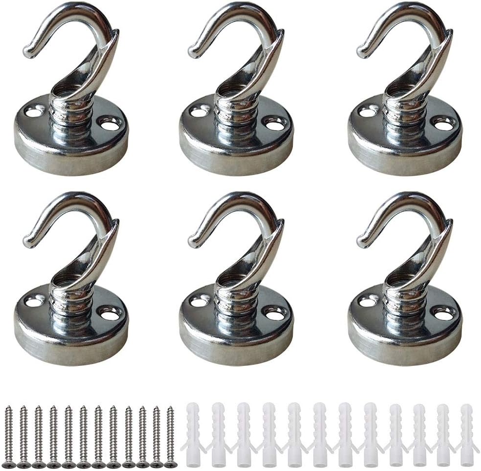 SPTwj6 Pack Ceiling Hook 42mm Ceiling Light Base Plate Chandelier Hook Metal Pendant Fitting Suitable for Light Fixture Flower Basket Holder Screws Mount