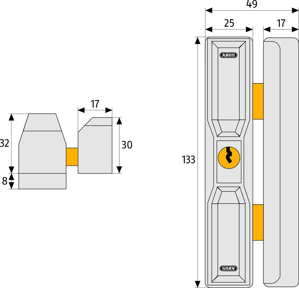 ABUS Cerradura para Ventanas de Techo DF88 AL0125 - Especial para Tejados - Cierre Uniforme - Nivel de Seguridad ABUS 8 - 31723 - Blanco