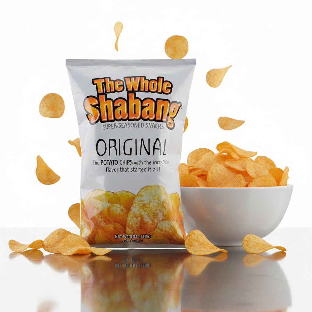 The Whole Shabang Chips by Moon Lodge – Bold Original and Extreme Flavors Whole Shabang Potato Chips – Rippled Savory Shabangs for Adults – Gluten Free Food Snack Pack (6 oz Bags, 4 Pack) Bundle
