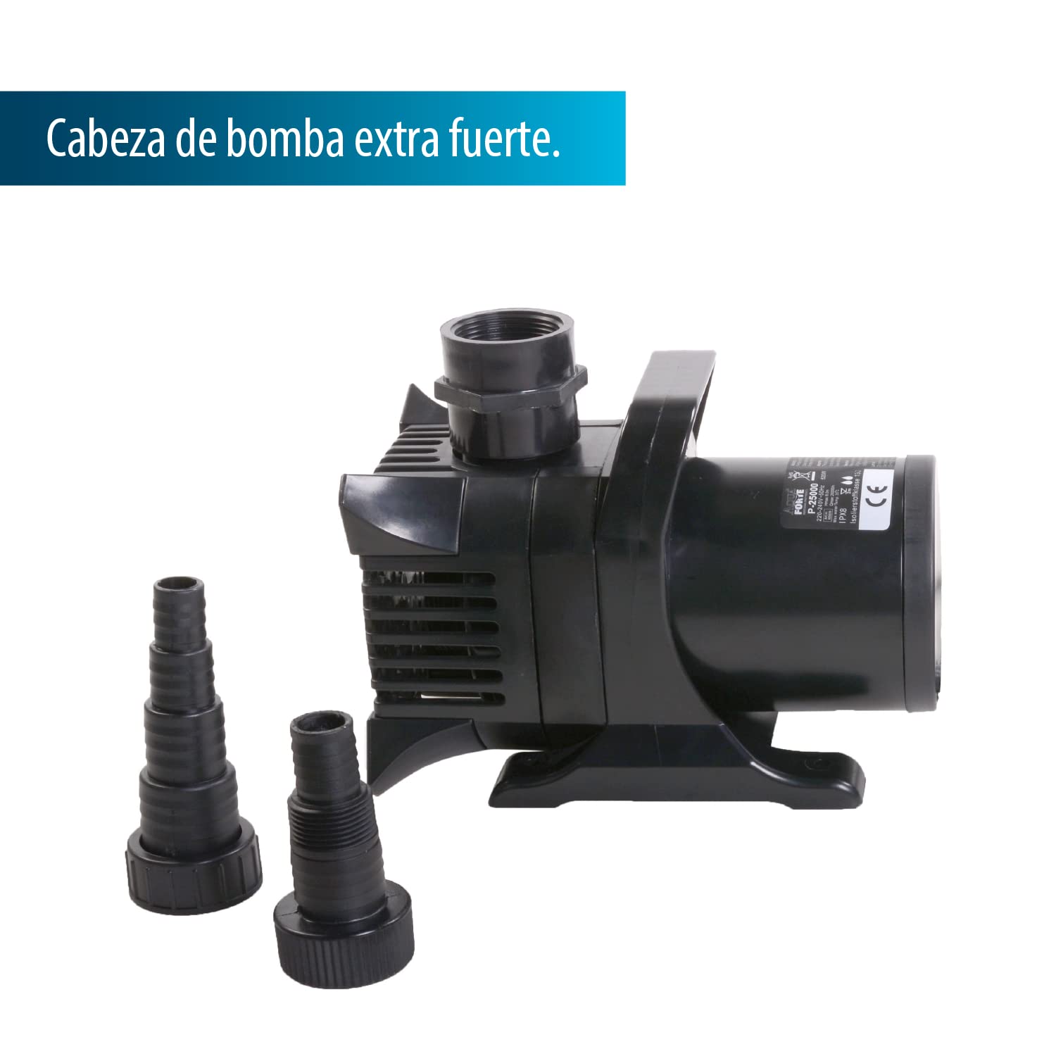 Bomba de estanque AquaForte P-20.000, 420 vatios, caudal máximo de 20 m3/hora, altura máxima de 7,5 metros, altura extra fuerte, descarga de partículas de residuos sólidos de hasta 6 milímetros