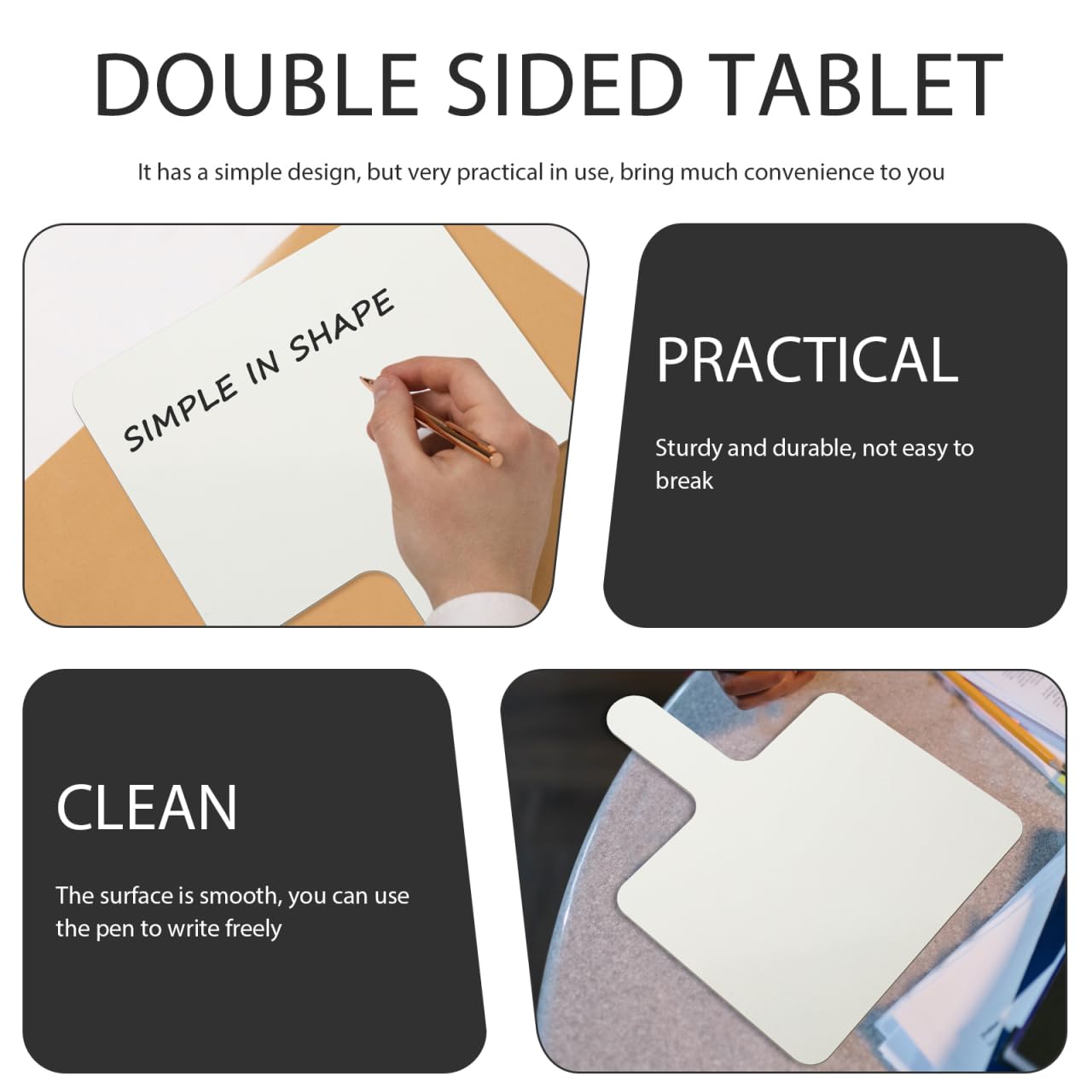 NUOBESTY Lavagna Cancellabile a Secco Doppia Faccia Con Manico Ergonomico Set 5 Paddle Riutilizzabili 9.65X8.07X0.59 Pollici Per Votazioni Risposte E Attività Didattiche