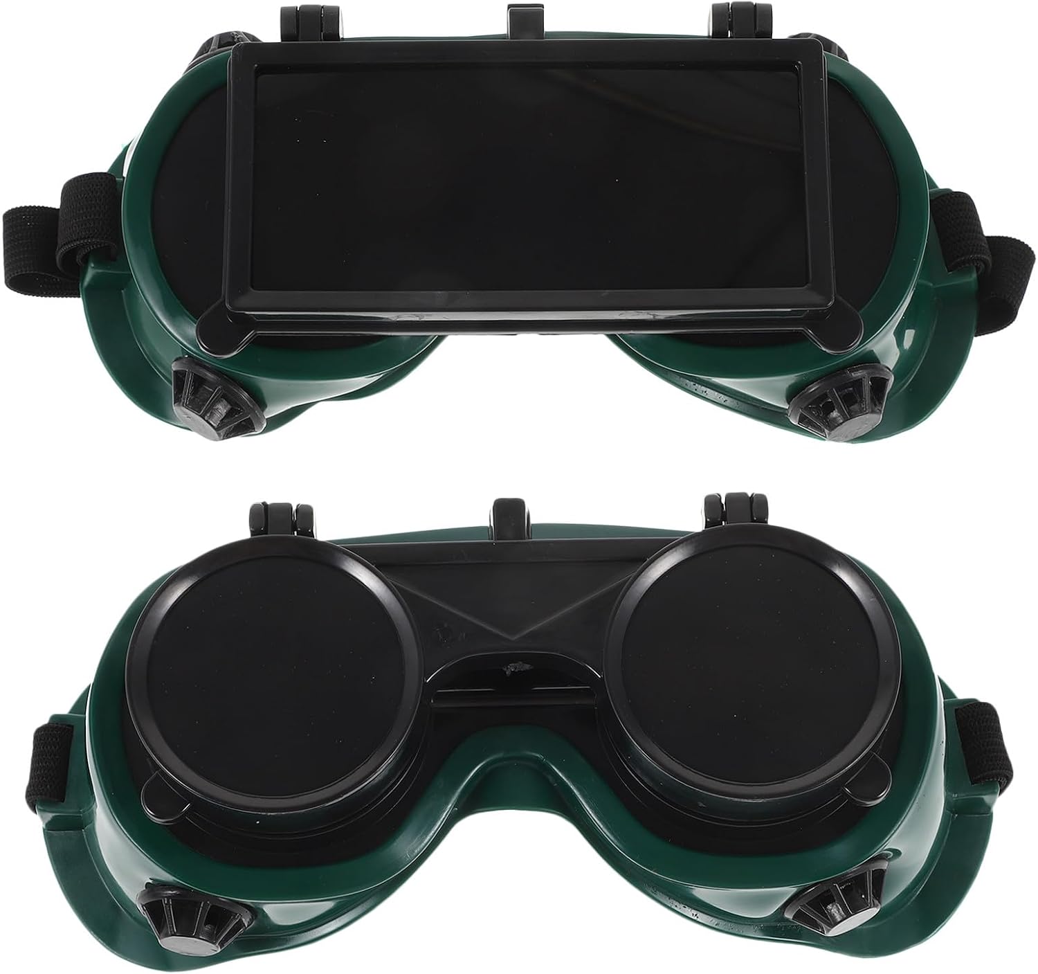 2pcs Welding Goggles with Double Flip-up Design Round Adjustable Ventilated Eye Protection Glasses for Welders Splash-resistant Safety Eyewear