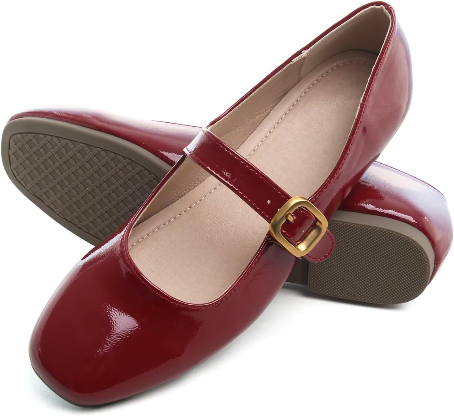 TN TANGNEST Leather Flats for Women Comfortable Square Toe Slip On Flats Soft Work Flats Retro Mary Jane Flats - Image 6