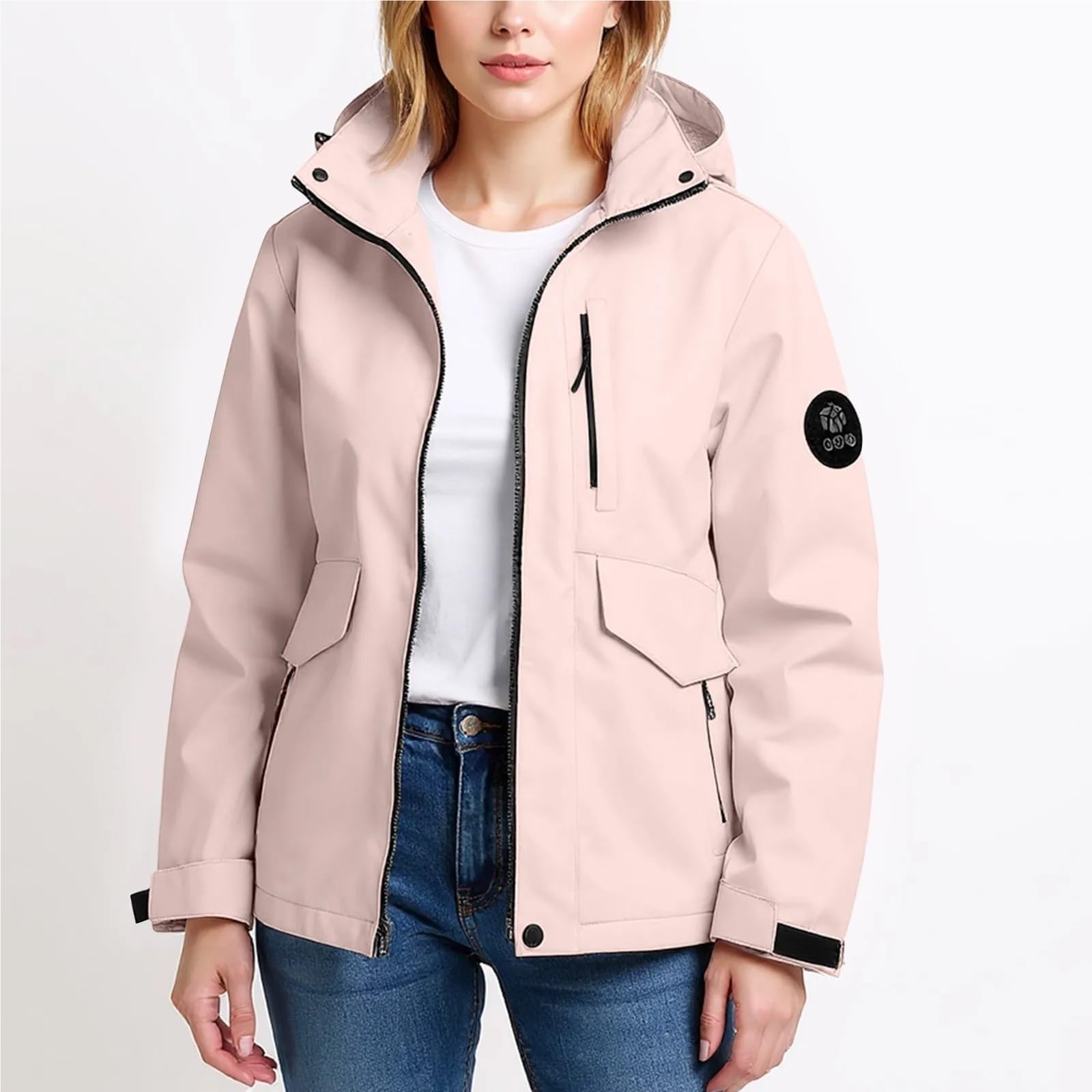 Chaqueta De Senderismo Chaqueta con capucha y cremallera de otoño, color sólido, resistente al viento, impermeable, fina, for deportes aire libre, ropa montañismo Para Senderismo