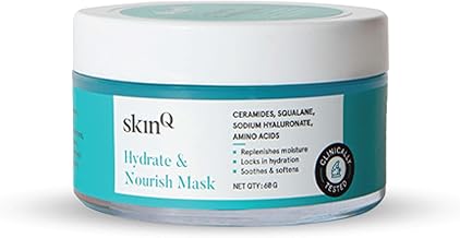 SkinQ Hydrate & Nourish Mask 60gm | Instant Nourishment in 20 Mins | Ceramides & Squalane | Hydrates Dry Dehydrated Skin & Improves Skin Health | Gel Based & AHA Based Face Mask | Women & Men