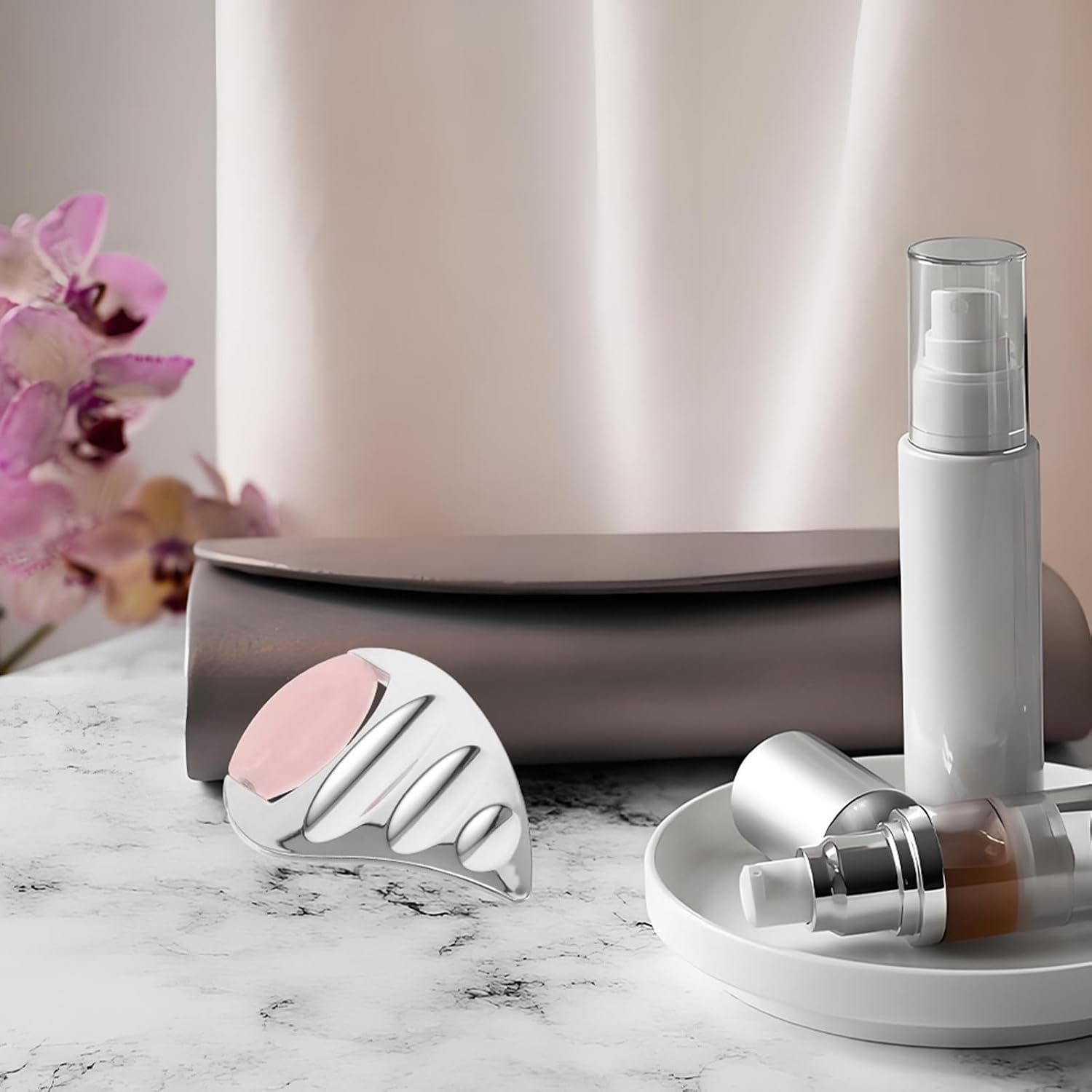 BETOOKY Stainless Steel Gua Sha for Face - Facial Gua Sha Roller Scraping Board Fit Chin Face Jawline & Body - Skin Care Instrument for Relaxation and Shaping