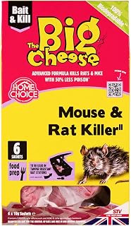 The Big Cheese STV222 Rat Killer and Mouse Killer (6 Pack) - Rat Poison, Mouse Poison, Ideal for the Kitchen and Around the Home, Red, 3x12.5x19 cm